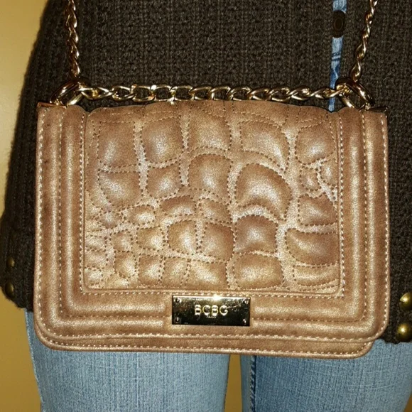 BCBG Crossbody Purse Brown with Gold Hardware - Picture 2 of 5